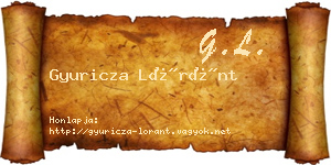 Gyuricza Lóránt névjegykártya