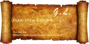 Gyuricza Lóránt névjegykártya